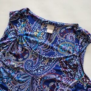 Chico's multi color blue paisley sundress summer dress womens size‎  2 (12-14)